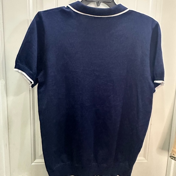 Coofandy Navy Blue Polo quarter zip Sweater Men size L - Picture 3 of 3